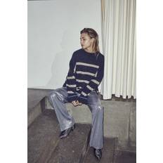 Co'Couture Dame Sweatere Co'Couture CozyCC Stripe Striktrøje, Antracit