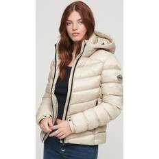 Beige - Femme Vestes Superdry Women's Fuji Steppjacke mit Kapuze - Beige