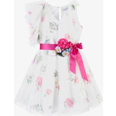 Monnalisa Teen Girls Ivory Floral Tulle Dress