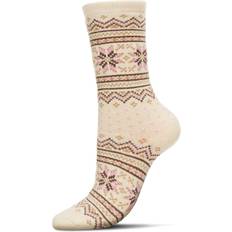 MeMoi Women's Fairisle Cashmere Crew Socks Ivory Ivory