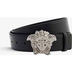 Versace Accessories Versace Mens Black Ruthenium Medusa Brand-plaque Leather Belt