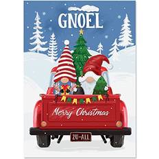 Christmas Cards & Invitations Gnomes in a Red Truck Christmas Cards Set of 18, 5" x 7" Holiday Greeting Cards Envelopes Included