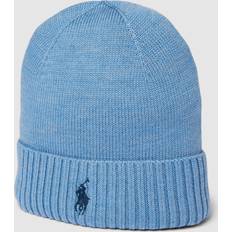 Polo Ralph Lauren Men Beanies Polo Ralph Lauren Mens Sky Blue Heather Brand-embroidered Folded-brim Wool Beanie hat