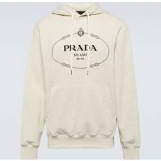 Prada Dam Överdelar Prada Bedruckter Hoodie aus Baumwolle Beige