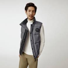 Wool Vests Canada Goose Mens Slate Grey Garson Brand-patch Relaxed-fit Recycled-wool-blend-down Vest