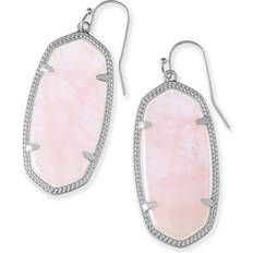 Elle Drop Earrings for Women, Fashion Jewelry, Rhodium-Plated, Rose Quartz