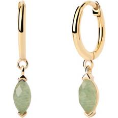 Beige Earrings Pdpaola Gold Plated Gemstone Drop Earrings - Gold/Green