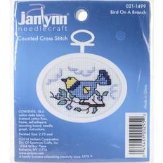 Cotton Needlework Kits Janlynn Mini Counted Cross Stitch Kit 2.75 Oval-Bluebird 18 Count