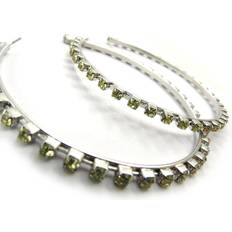 Peridot Smycken Les Trésors de Lily Green Rhinestone Sissi Hoop Earrings - Green