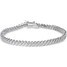 Macy's Jewelry Macy's Triple Row Link Bracelet - Silver/Diamonds