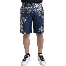 Florals - Men Shorts Dolce & Gabbana Blue Floral Print Silk Men Bermuda Shorts IT46