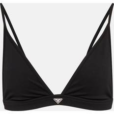 Prada Undertøj Prada Logo Bralette Jersey Stretch Bra Top - Nero