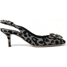 Dolce & Gabbana Heels & Pumps Dolce & Gabbana Silver Leopard Crystal Slingback Pumps Shoes EU37/US6.5