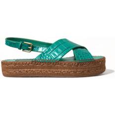 Grønne Espadrillos Dolce & Gabbana Green Leather Platform Espadrille Sandal Shoes EU39/US8.5