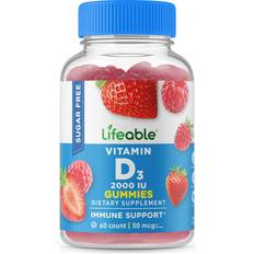 Vitaminen en Supplementen Lifeable Vitamin D3 Gummies, Sugar Free, 2,000 IU, IU