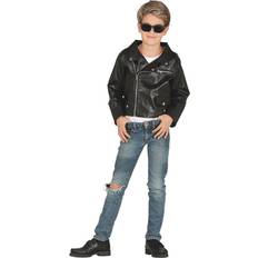 Läder Jackor Barnkläder Fiestas Guirca Kinder lederoptik kostüm jacke kinder jungen rockstar kunstleder jacke fg Schwarz 7-9 Years