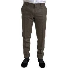 Dolce & Gabbana Brown Wool Dress Skinny Men Trouser Pants IT48