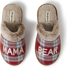 Dearfoams Damen Mama Bear Hausschuh, Rot/Blau kariert