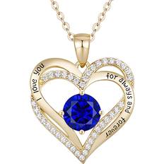 14k Necklaces Rachel Glauber Rachel Glauber Radiant 14K Gold-Plated Birthstone Pendant Necklace Blue Blue