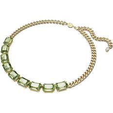 Swarovski Gold Necklaces Swarovski Millenia Gold-Tone Octagon-Cut Green Crystal Chain Necklace 17-18in