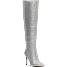 Silver - Women High Boots INC Saveria Womens Rhinestone Tall Over-The-Knee Boots