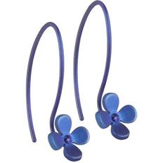 Titanium Earrings Ti2 Titanium 8mm Four Petal Flower Drop Earrings Navy