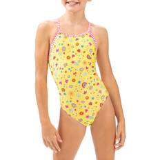 Swimsuits Dolfin Girls' Print Keyhole One-Piece Swimsuit, 16, Smile Holiday Gift