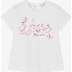 Floreale Magliette Monnalisa T-Shirt Bianca Neonata Cotone