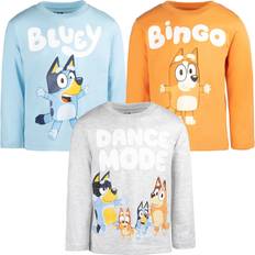 T-shirts Bluey Bluey Bingo Little Boys Girls Pack Long Sleeve Graphic T-Shirts Orange/Blue/Gray