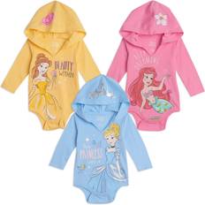 9-12M Bodysuits Disney Infant Princess Cinderella Belle Ariel Cuddly Bodysuits 3-pack - Multicolor