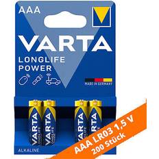 Varta 200 x longlife power batterien aaa micro lr03 4903 1,5v alkaline 50 x 4er