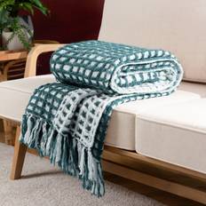 Acrylic Textiles Furn furn Toasty Teal Waffle Blankets Turquoise