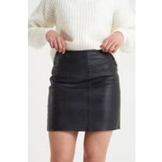 Barneys Real Leather Mini Skirt Black