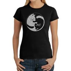 Transparent - Women T-shirts LA Pop Art Yin Yang Cat Women's Word T-Shirt - Black