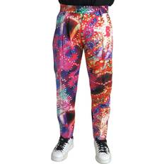 Dolce & Gabbana Multicolor Printed Linen Men Trouser Pants IT48