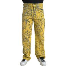 Giallo - Uomo Jeans Dolce & Gabbana Yellow Cotton Tie Dye Straight Denim Jeans IT54