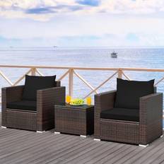 Steel Outdoor Lounge Sets Costway 3PCS Patio Conversation Outdoor Lounge Set