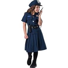 Dress Up America Girl Police Officer Costume Halloween Cop Costume for Kids Cap and Belt Set