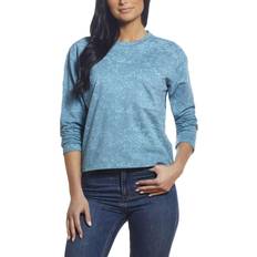 Sweatshirts - Turquoise Sweaters Womens Dappled Pullover Crewneck Sweater