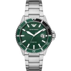 Armani Emporio Armani DIVER AR11338 Classic Watchs Silver&Green Green/Silver