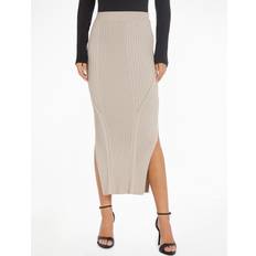 Calvin Klein S Skjørt Calvin Klein Rib Maxi Skirt, Silver Grey