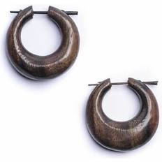 Men - Wood Earrings 81stgeneration Wood Earrings Chunky Hoops With Stick Posts Tribal Boho Design -