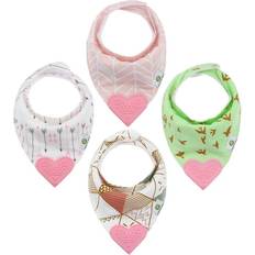 Non-Toxic Drool Bibs Pickle & Olive Bandana Teething Bibs 4-pack Pink