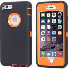 AICase iPhone 8 Plus/7 Plus Case, AICase [Heavy Duty] [Full Body] Daul Layer Armor Shockproof Water-Proof Case with Built in Screen Protector for Apple iPhone 8 Plus/7 Plus Orange/Black Belt Clip