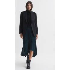Turquoise - Women Skirts Reiss Womens Teal Inga Asymmetric-hem Satin Midi Skirt
