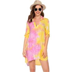 Clothing Dailyhaute Women's Pullover Swim Beachwear Cover-up Tunic Dress YELLOW#9