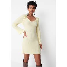 Trendyol Collection FeMan Design Mini Bodycon Slim fit Knitwear Dress - Yellow