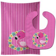 Gift Sets Wreath Baby Bib & Burp Cloth Flamingo Flower