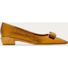 Bronze Heels & Pumps Ferragamo Riace Bow Leather Ballet Flat