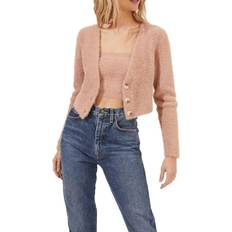 Pink Cardigans ASTR The Label Lorain Fuzzy Knit Cardigan